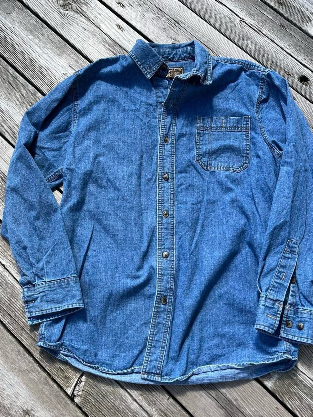 CE Schmidt Workwear classic blue denim button up shirt
